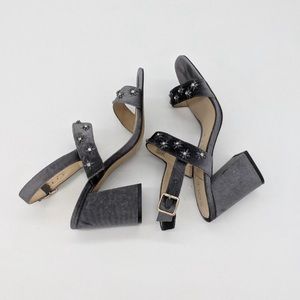 Sole Society Silver Ash Embellished Velvet Sandals